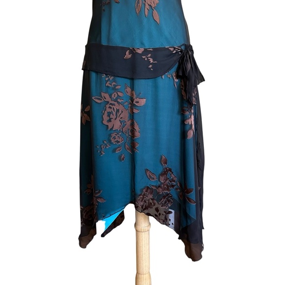 JONATHAN MARTIN Vintage Y2K Sheer Burnout Silk Blend Dress Asymmetric Hem 12 - Picture 4 of 16